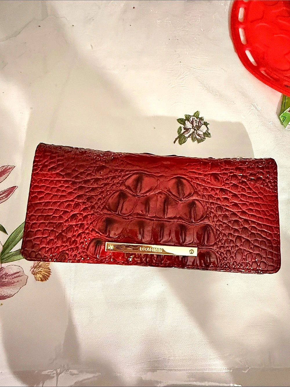 Brahmin Ady Wallet Embossed Zip-Around Red